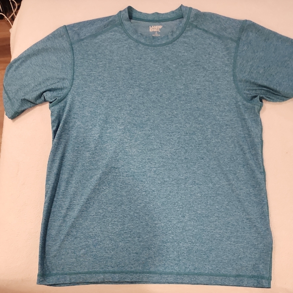 Lands' End Men's Heathered Teal Short Sleeve Tee